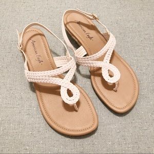 Faux American Eagle Mini Wedge Sandal-Worn